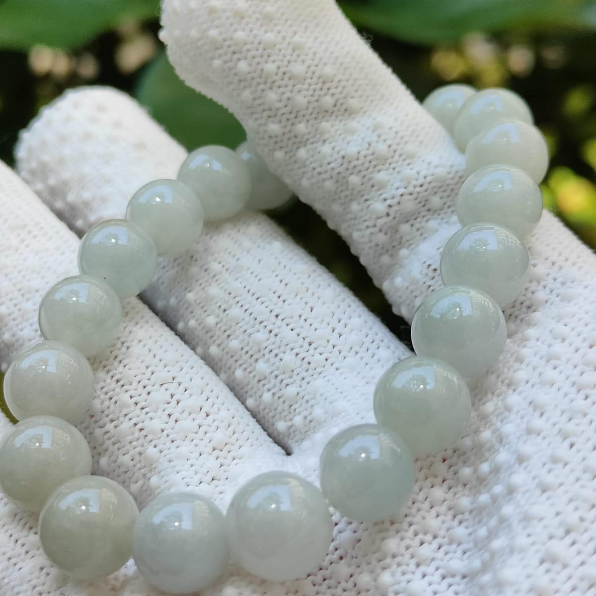 Ethereal Light Green Jadeite Harmony Bracelet – 10mm Round Beads, Certified Natural Type A (Sku: bracelet59)