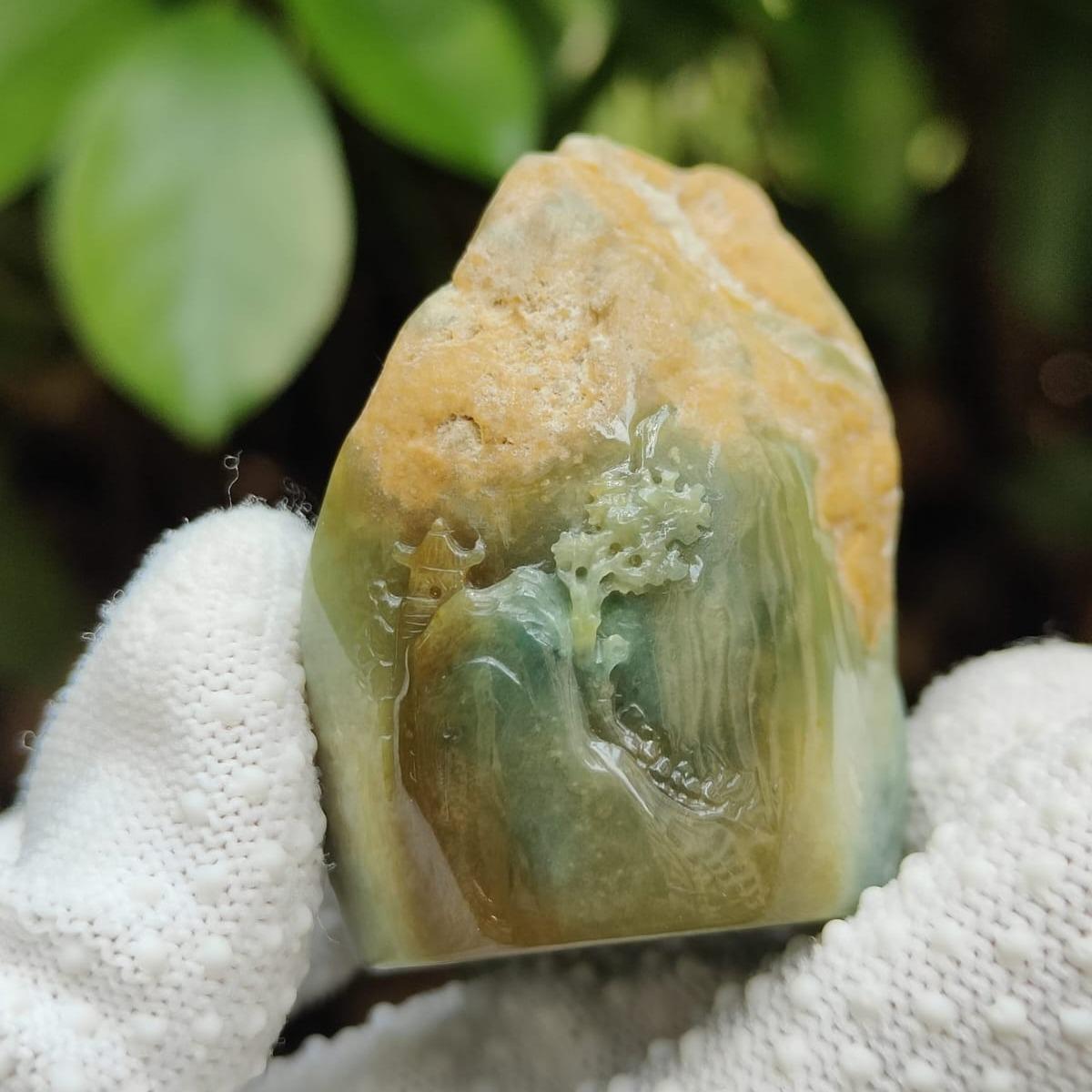 🌱🔥🪨💧🌀 Five-Element Blessings | Natural Type A Jadeite Zen Display (Sku: hand15)