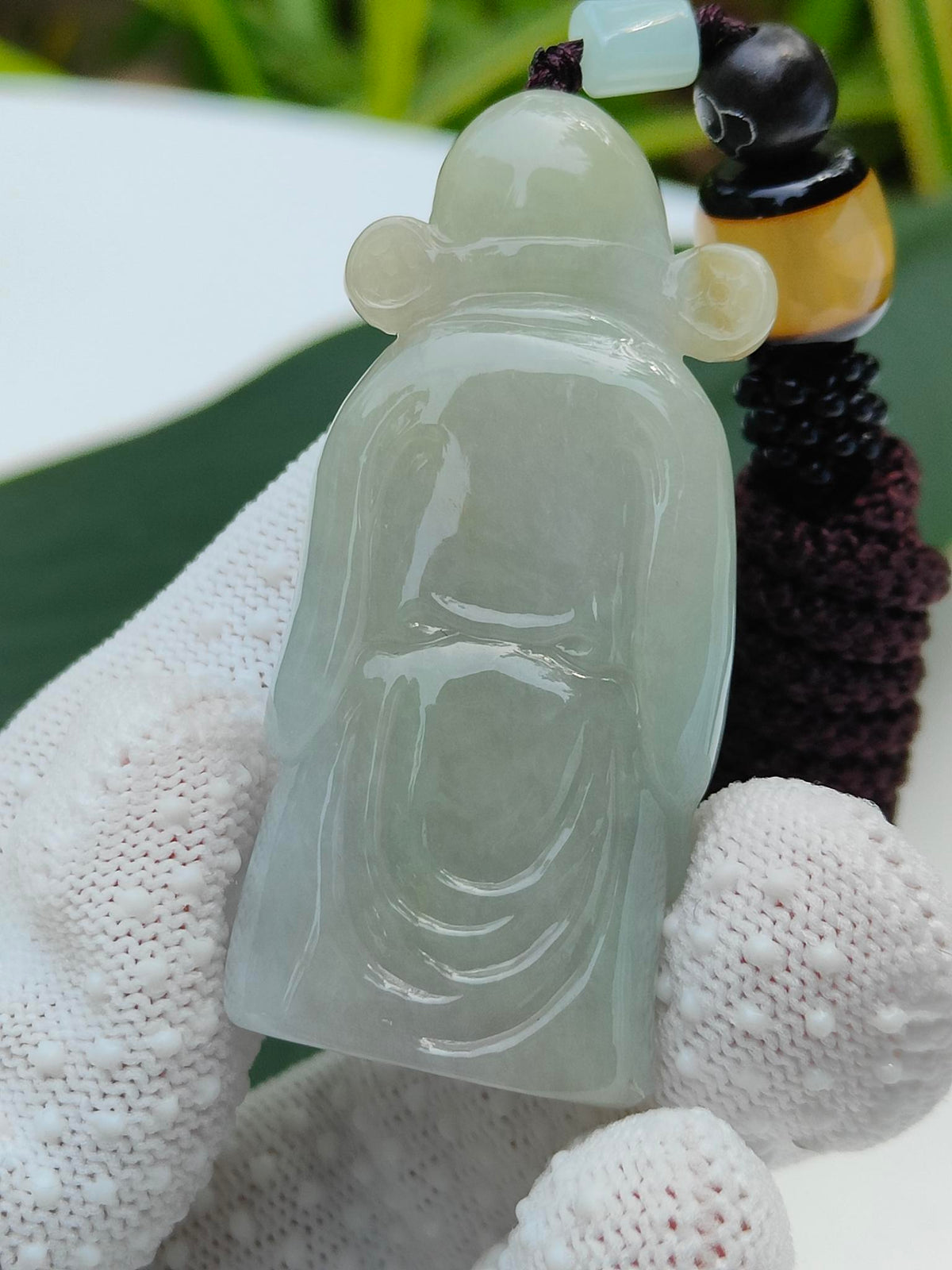 Natural Type A Jadeite Jade God of Wealth Pendant | Three-Legged Toad & Thumbs Up | Good Fortune - SKU: Pendant2602