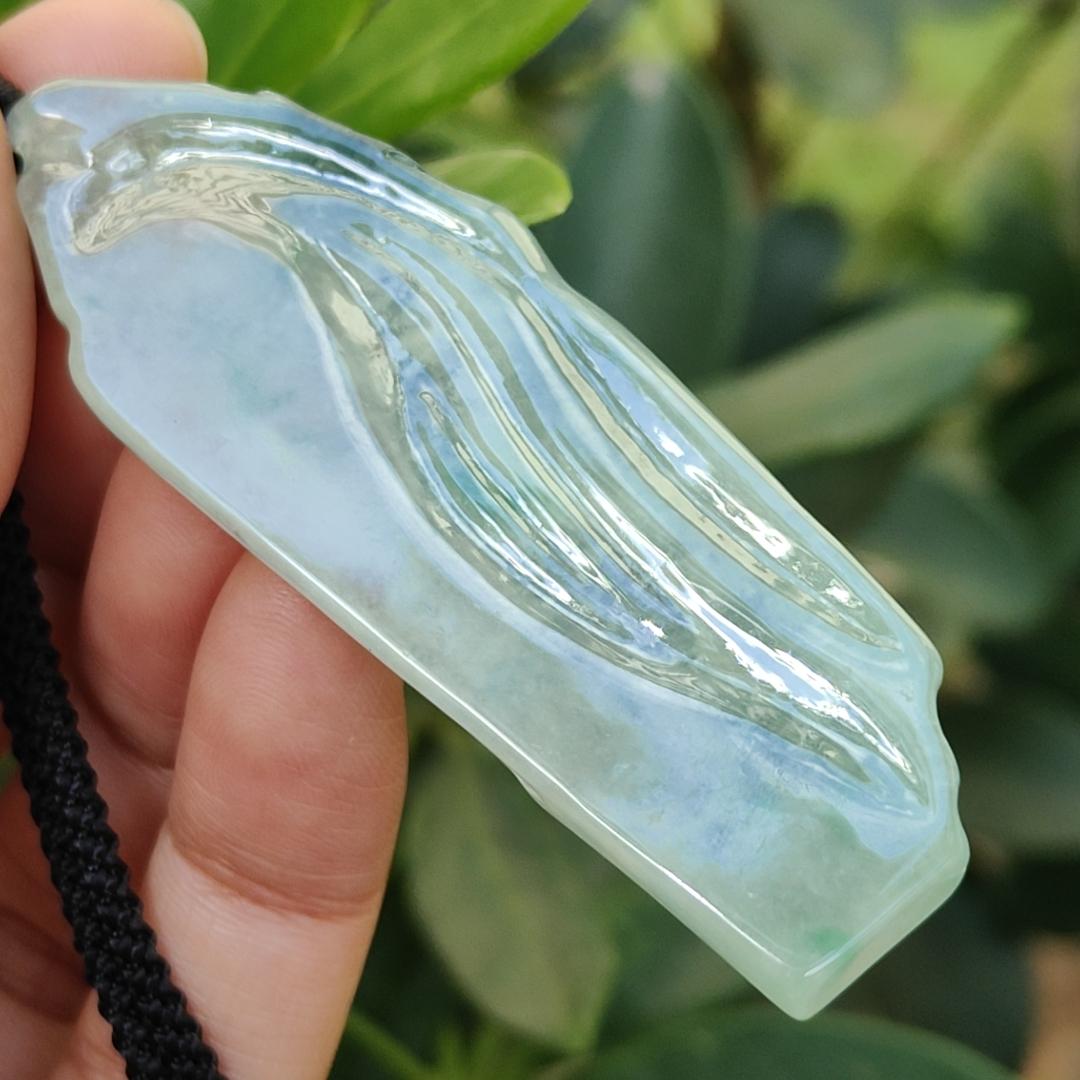 Crafted as Buddha with a Fengshui Wheel as Pendant on Natural Type A Jadeite Jade, certificate weighs 18.79 grams, measurement 65.1 * 23 * 6.6 mm (pendant384) Yi Pin Qian Jadeites Jade Jewelry ~Your Precious Quintessential ~ Singapore