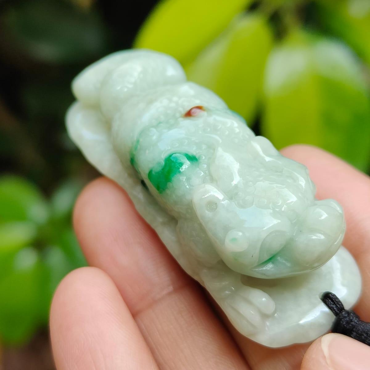 Huat All the Way! 🌱🔥 Natural Type A Jadeite Toad Pendant | Zi Wei Dou Shu Wealth Luck (Sku: pendant448)