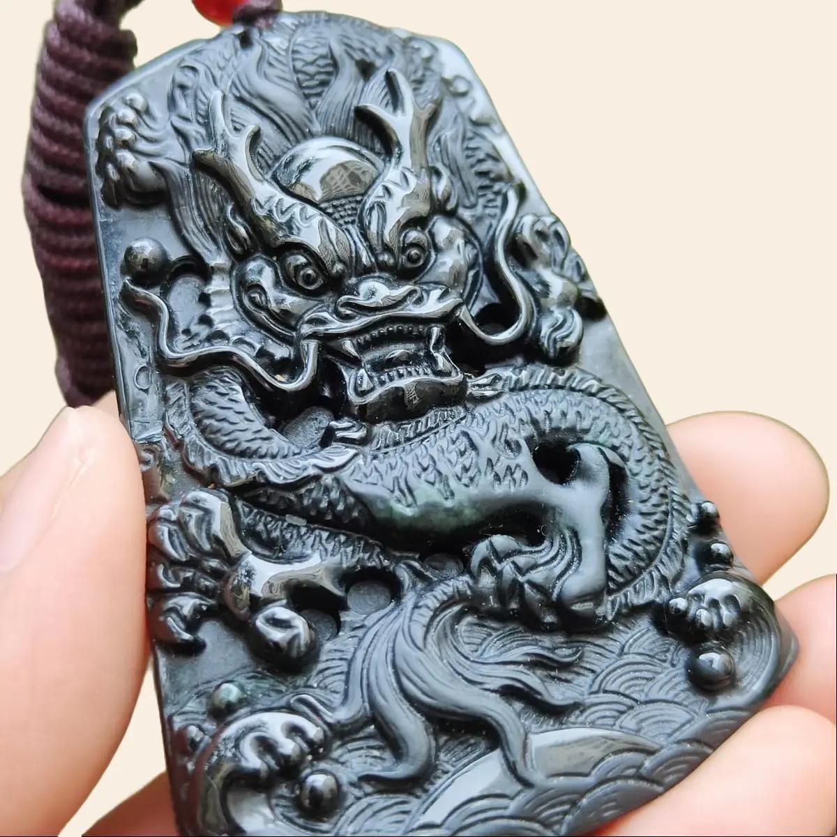 New Arrival Normal Black Dragon Natural Type A Jadeite Jade as pendant certificate weighs 28.6 grams, measurement 65 * 43 * 8 mm (pendant356) Yi Pin Qian Jadeites Jade Jewelry ~Your Precious Quintessential ~ Singapore