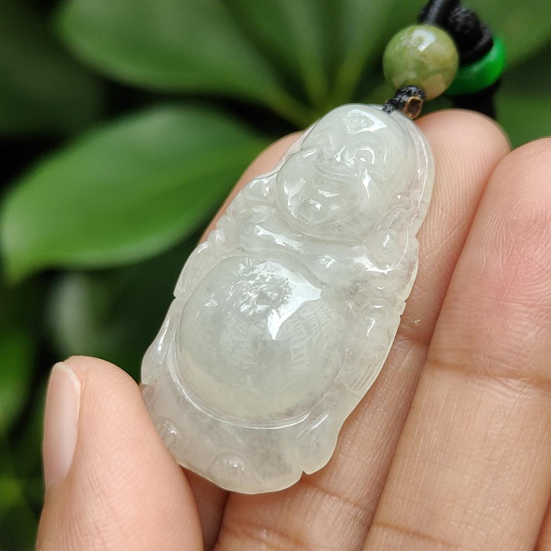 New Stock Sg Seller - Crafted as Standing Milo Buddha Natural Type A Jadeite Jade as Pendant certificate weighs 8.73 grams, measurement 38 * 21.3 * 7.6 mm (pendant351) Yi Pin Qian Jadeites Jade Jewelry ~Your Precious Quintessential ~ Singapore