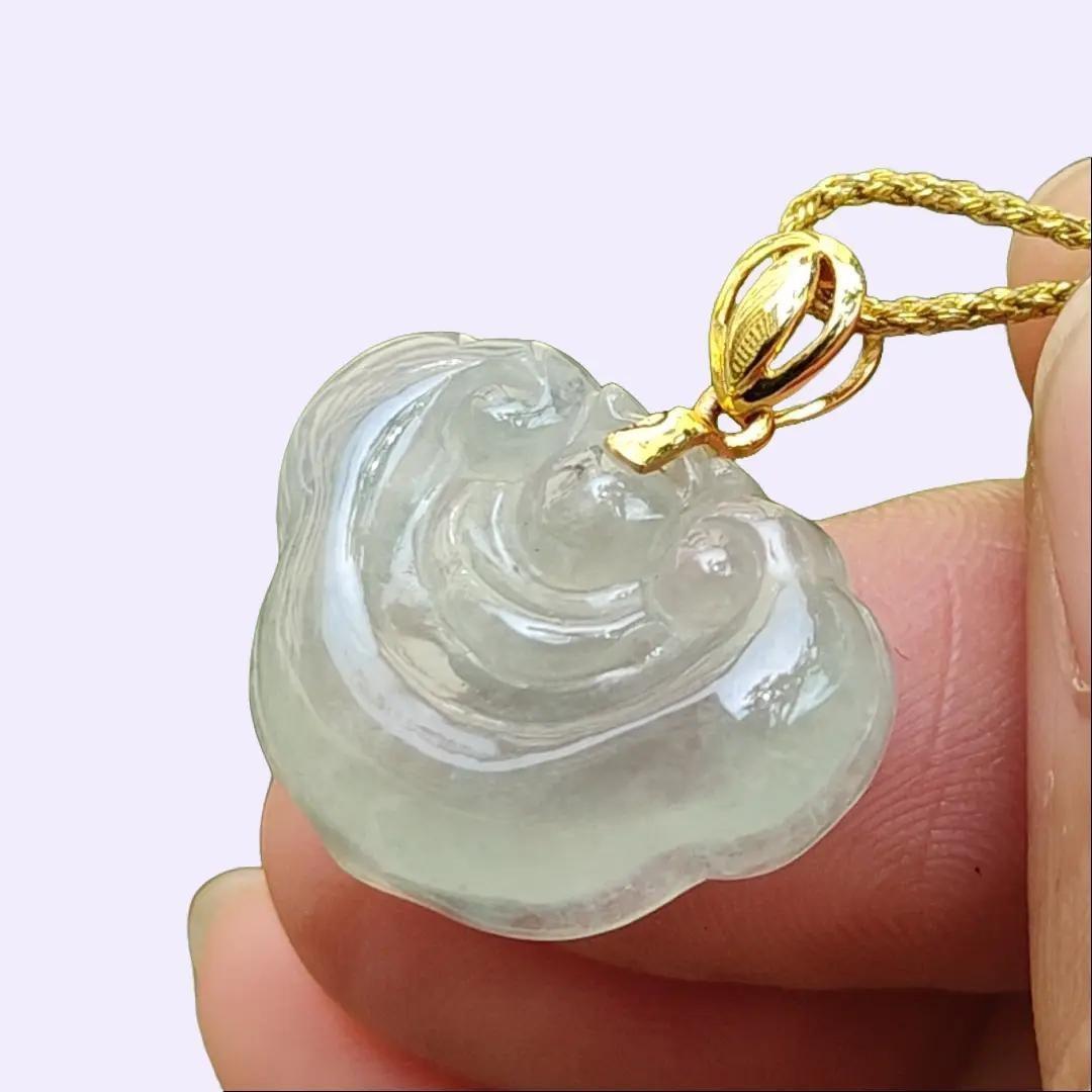 High Quality Ruyi Pendant Icy Translucent Natural Type A Jadeite added with 18k Clasp, certificate weighs 3.65 grams, measurement 16.3 * 21.4 * 5.2 mm (18kp94) Yi Pin Qian Jadeites Jade Jewelry ~Your Precious Quintessential ~ Singapore