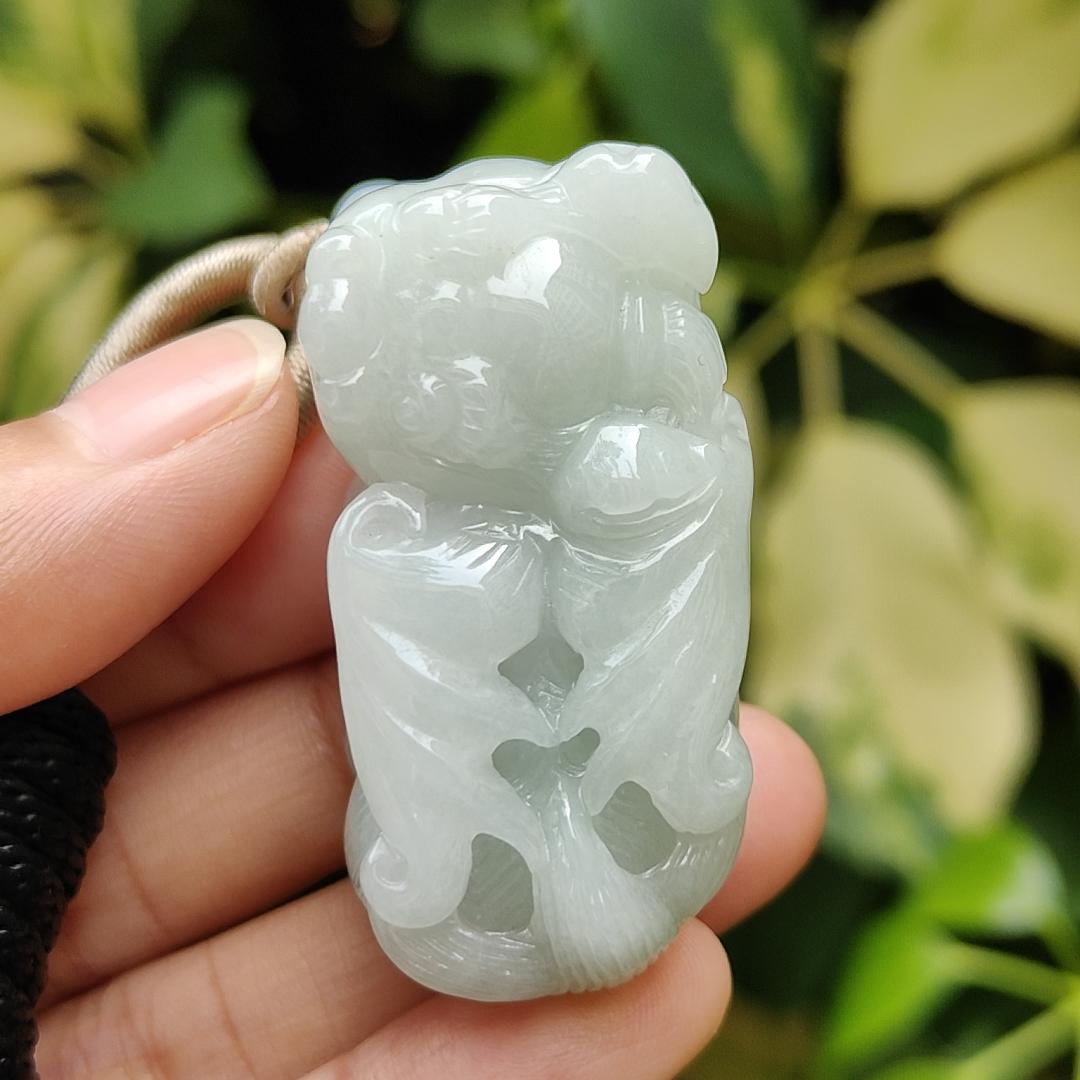 New arrival in SG - Flying Pixiu with movable ball in mouth crafted on Natural Jadeite Jade as Pendant with QIC labs approved certificate weighs 49.07 grams, measurement 45.8 * 23.2 * 19.7 mm (pendant322) Yi Pin Qian Jadeites Jade Jewelry ~Your Precious Quintessential ~ Singapore