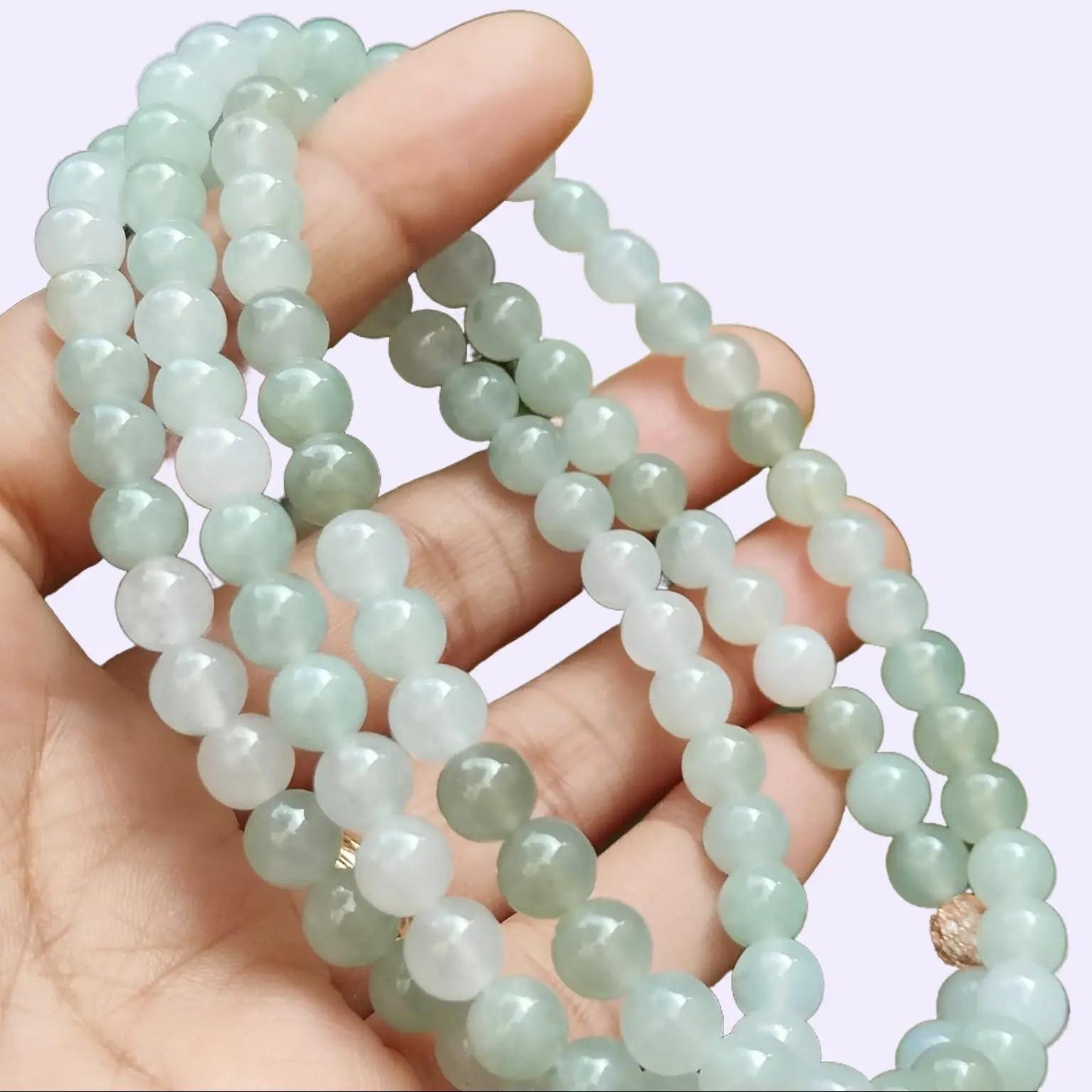108 * 6.3 mm round beads - 98% Perfect - on Hight Quality Natural Type A Jadeite Jade as bracelet, necklace certificate weighs 50.76 grams (bracelet35) Yi Pin Qian Jadeites Jade Jewelry ~Your Precious Quintessential ~ Singapore