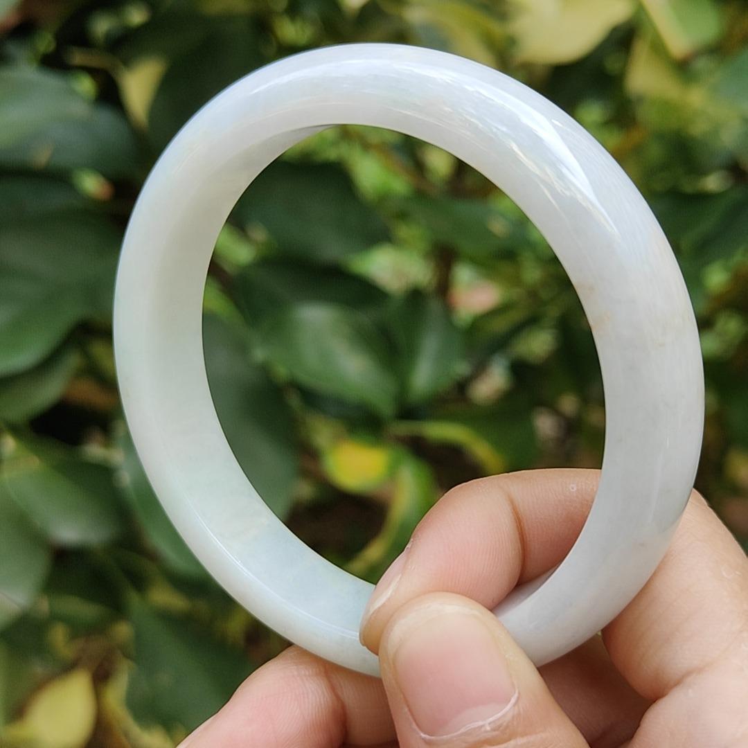 Crafted as 59.6mm Peace Bangle on Natural Type A Jadeite Jade certificate weighs 59.79 grams, Width: 12.6 mm Thickness: 8.2 mm (bangle22) Yi Pin Qian Jadeites Jade Jewelry ~Your Precious Quintessential ~ Singapore