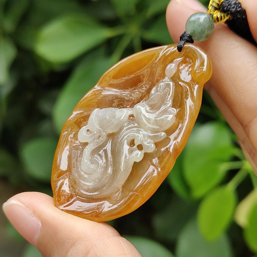 Crafted as The Enlightenment Pendant Rare Premium Natural Type A Jadeite Jade certificate weighs 15.96 grams, measurement 52.8 * 31.8 * 7 mm (pendant357) Yi Pin Qian Jadeites Jade Jewelry ~Your Precious Quintessential ~ Singapore