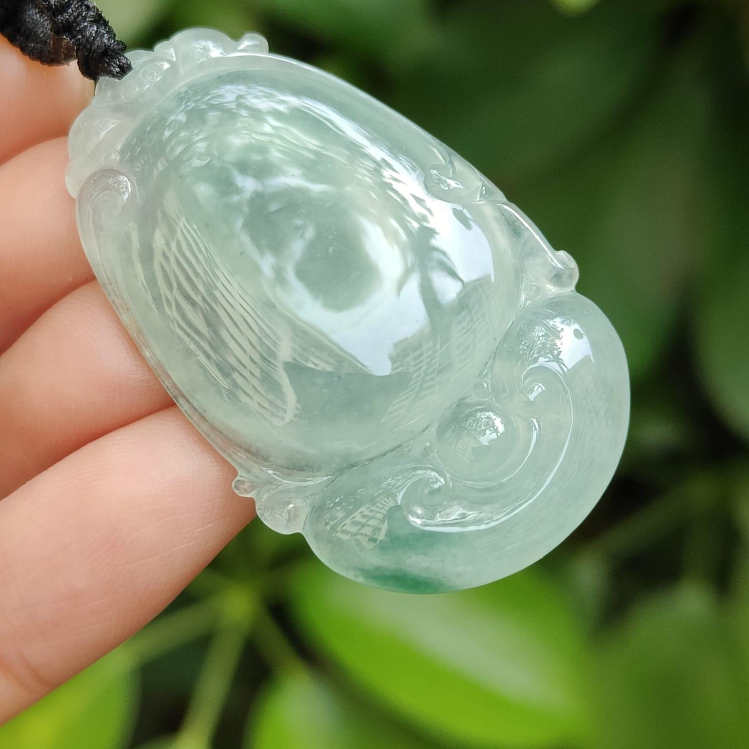 Water's Wisdom Jade - Natural Ice-Type Jadeite Ruyi Pendant (Sku: pendant419) Yi Pin Qian Jadeites Jade Jewelry ~Your Precious Quintessential ~ Singapore
