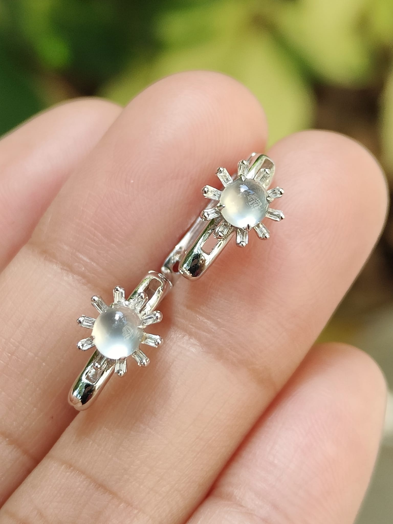 18k White Gold & Glacial Jadeite Cabochon Earrings – Certified Heirloom Luxury (SKU: 18k09) Yi Pin Qian Jadeites Jade Jewelry ~Your Precious Quintessential ~ Singapore