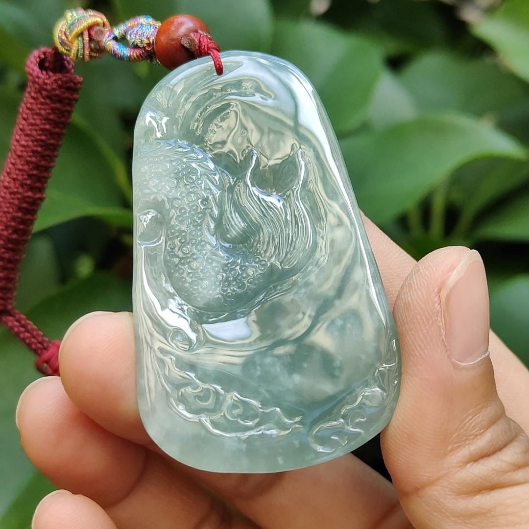 Latest Arrival ~ Crafted as Dragon Pendant on Natural Type A Jadeite Jade certificate weighs 28.8 grams, measurement 56.1 * 33.6 * 7.8 mm (pendant358) Yi Pin Qian Jadeites Jade Jewelry ~Your Precious Quintessential ~ Singapore