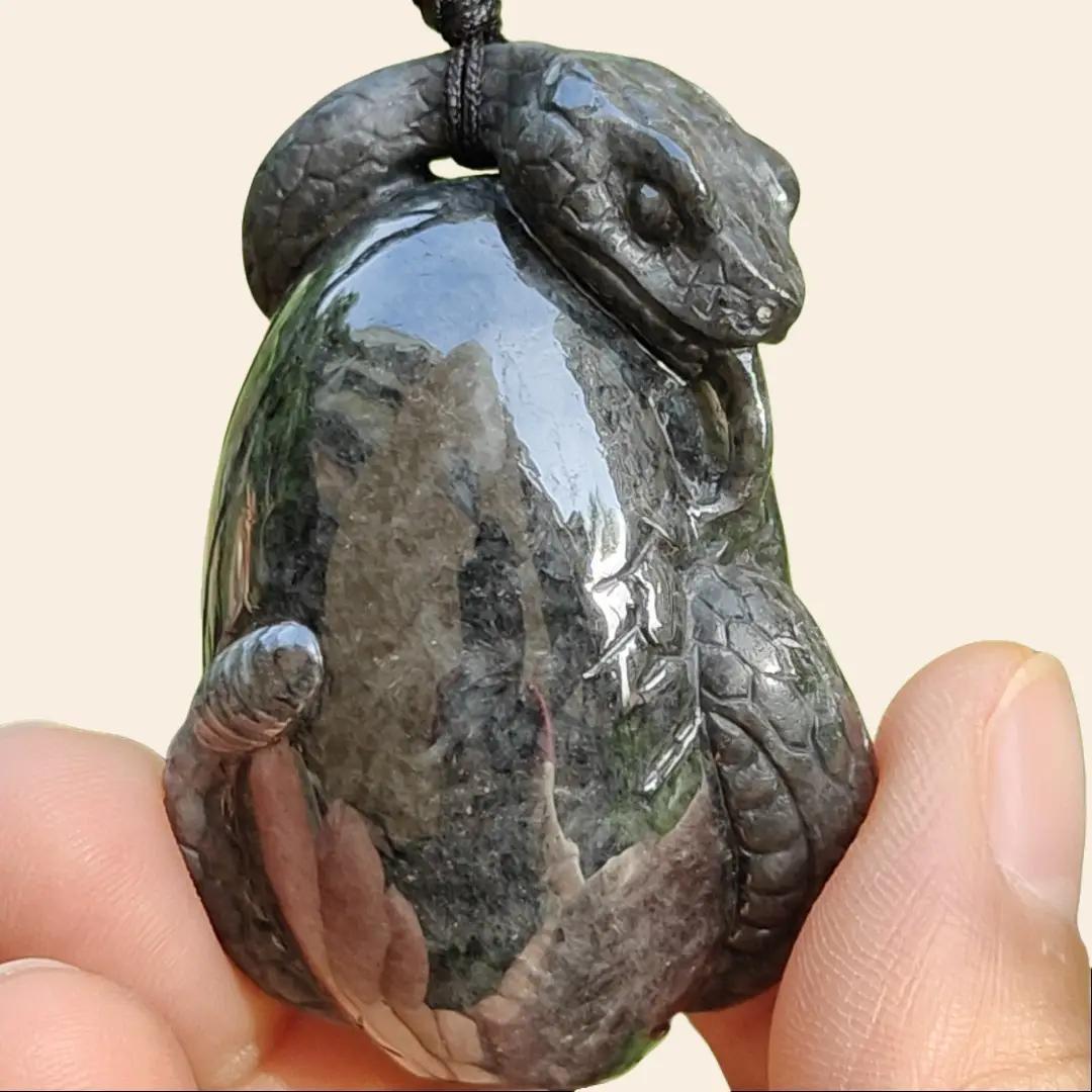 Latest Arrival Sg Local Seller Crafted as Snake Pendant Natural Type A Jadeite Jade certificate weighs 78.16 grams, measurement 51.2 * 31.3 * 33 mm (pendant 359) Yi Pin Qian Jadeites Jade Jewelry ~Your Precious Quintessential ~ Singapore