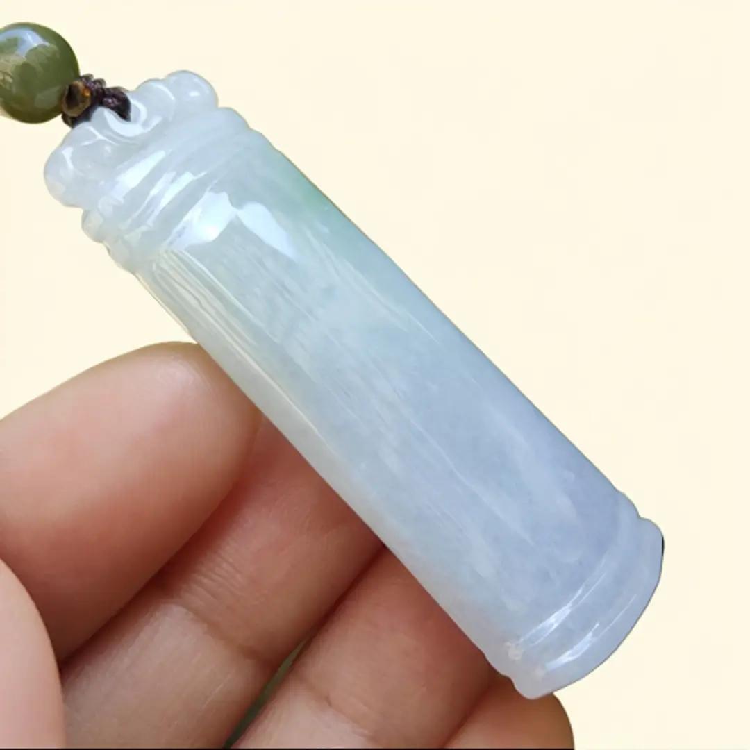Crafted with Nothing symbol meaning eveything is Well, Natural Type A Jadeite Jade Pendant Necklace, QIC labs approved certificate weighs 18.61 grams, measurement 51.7 * 18.5 * 7.1 mm (pendant309) Yi Pin Qian Jadeites Jade Jewelry ~Your Precious Quintessential ~ Singapore