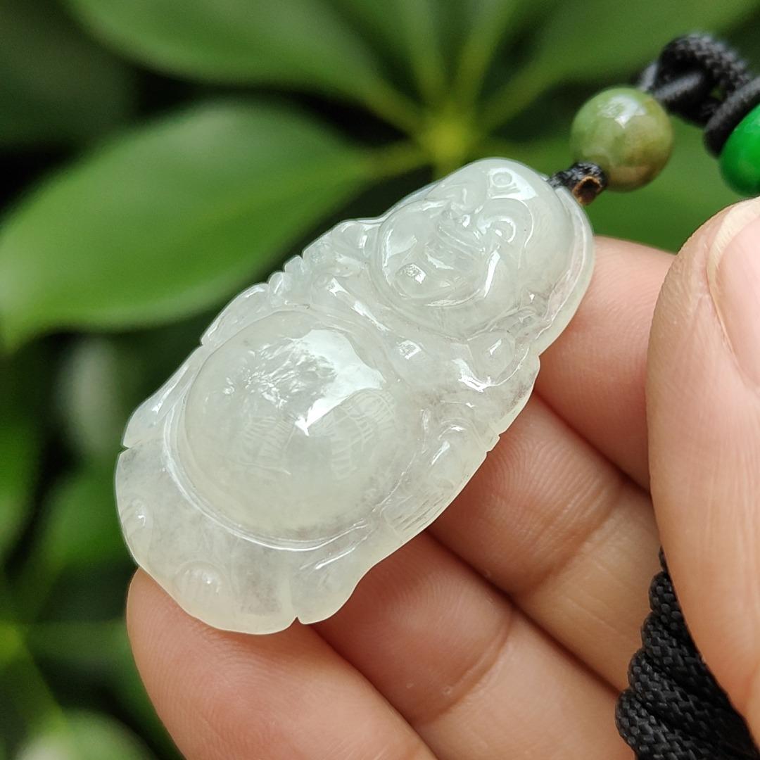 New Stock Sg Seller - Crafted as Standing Milo Buddha Natural Type A Jadeite Jade as Pendant certificate weighs 8.73 grams, measurement 38 * 21.3 * 7.6 mm (pendant351) Yi Pin Qian Jadeites Jade Jewelry ~Your Precious Quintessential ~ Singapore