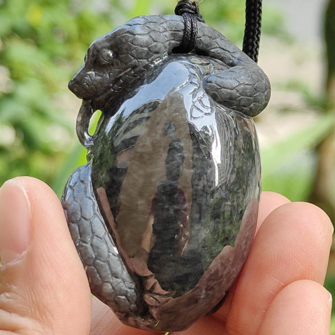 Latest Arrival Sg Local Seller Crafted as Snake Pendant Natural Type A Jadeite Jade certificate weighs 78.16 grams, measurement 51.2 * 31.3 * 33 mm (pendant 359) Yi Pin Qian Jadeites Jade Jewelry ~Your Precious Quintessential ~ Singapore