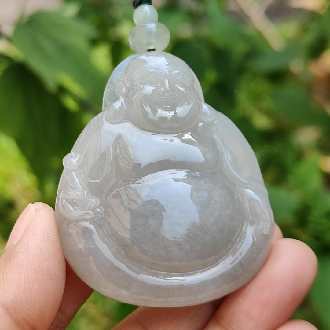 Rare Old Collection Natural Type A Jadeite Jade Pendant Necklace crafted as Milo Buddha with certificate weigh 56.32 grams, measurement 54.2 * 45.6 * 12.8 mm (pendant181) Yi Pin Qian
