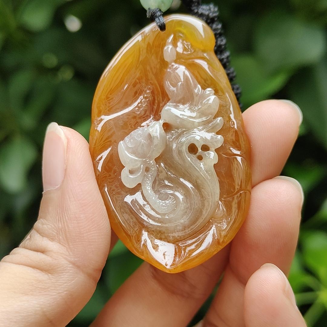 Crafted as The Enlightenment Pendant Rare Premium Natural Type A Jadeite Jade certificate weighs 15.96 grams, measurement 52.8 * 31.8 * 7 mm (pendant357) Yi Pin Qian Jadeites Jade Jewelry ~Your Precious Quintessential ~ Singapore
