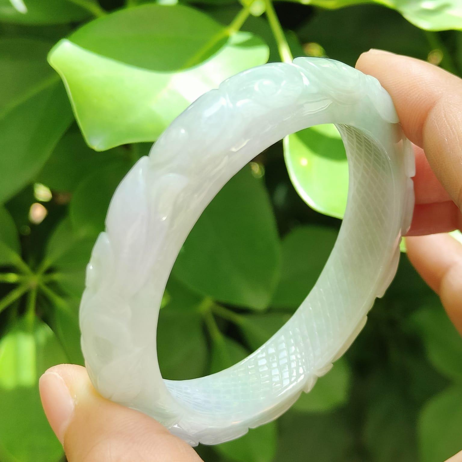 "Whispers of Nature" Dual-Colored Jadeite Bangle – Harmony in Every Hue (Sku: bangle31) Yi Pin Qian Jadeites Jade Jewelry ~Your Precious Quintessential ~ Singapore