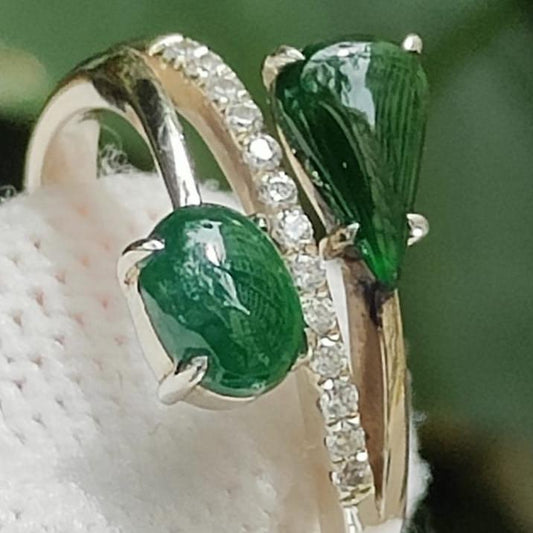 Water Element Jade Ring 💧- Deep Forest Energy (Sku: s925ring32) Yi Pin Qian Jadeites Jade Jewelry ~Your Precious Quintessential ~ Singapore