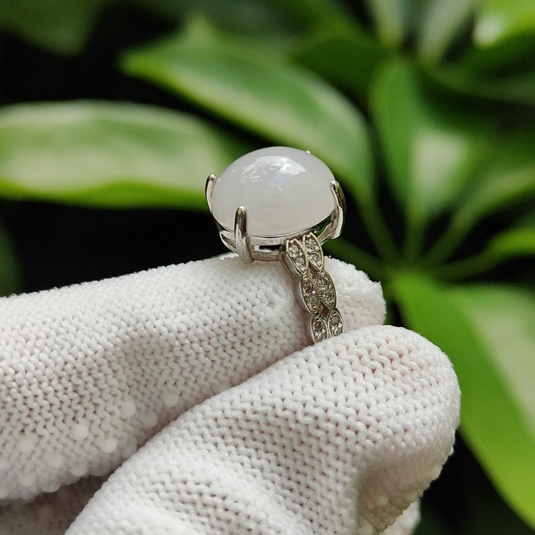 Good Translucent Cabochon Size 11.9 * 10.5 * 5.3 mm Light Lavender Natural Type A Jadeite Jade on S925 as adjustable Ring, weighs 3.13 grams (s925ring23) Yi Pin Qian Jadeites Jade Jewelry ~Your Precious Quintessential ~ Singapore