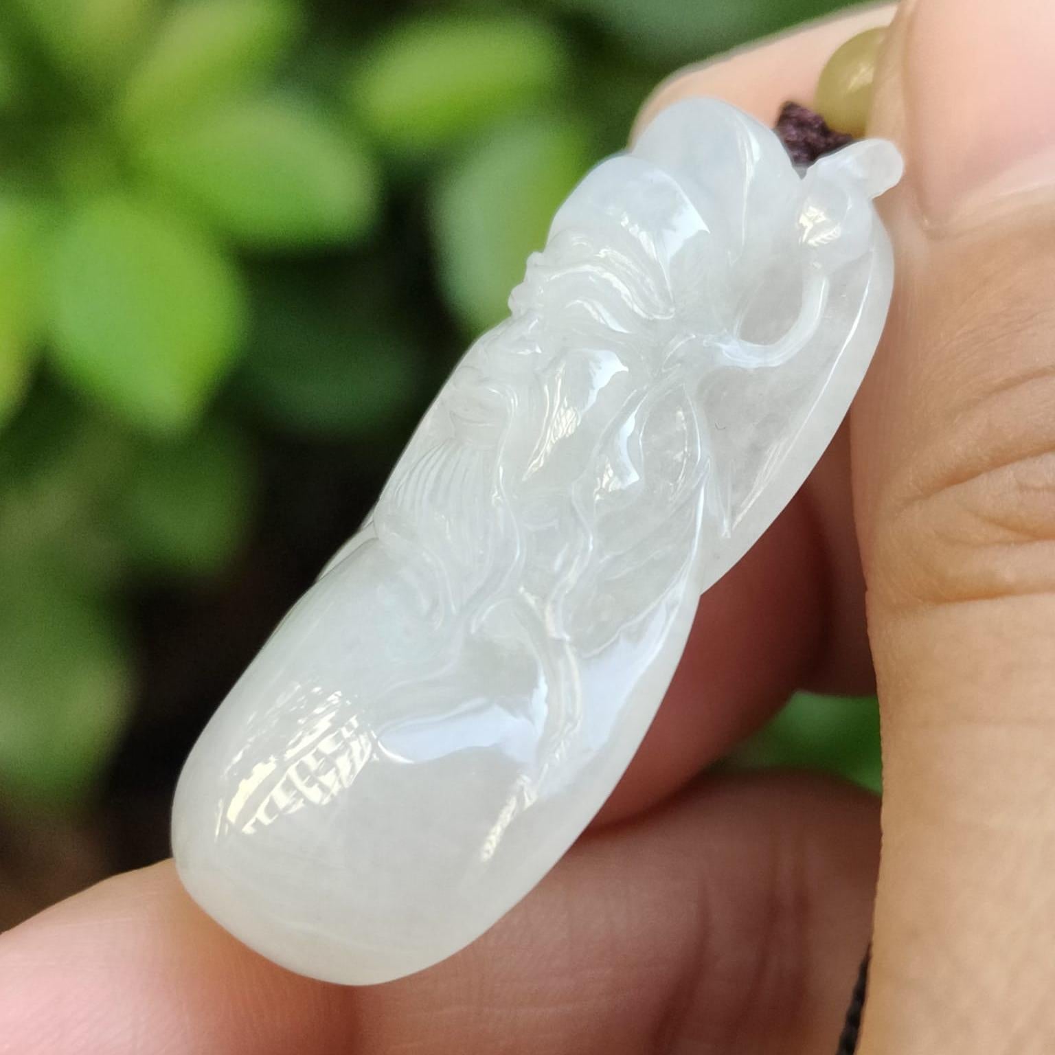 #Sold - Fortune God Pendant Natural Type A Jadeite Jade certificate weighs 15.35 grams, measurement 40.3 * 22.8 * 9.5 mm (pendant395)