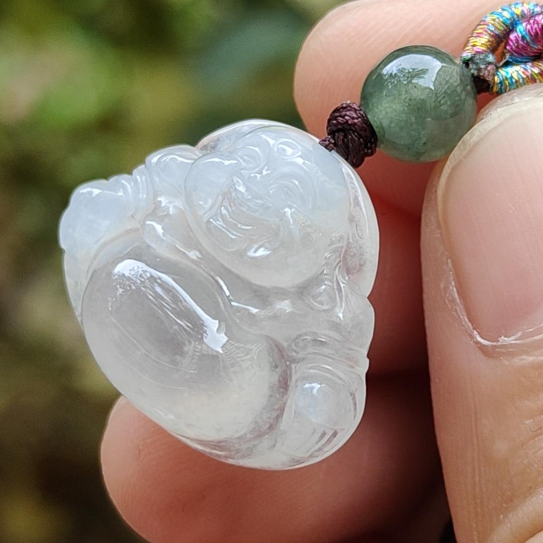 New Arrival Sg Local Seller - Natural Type A Jadeite Jade crafted as Milo Buddha Pendant certificate weighs 3.76 grams, measurement 18.6 * 22.3 * 6.2 mm (pendant352) Yi Pin Qian Jadeites Jade Jewelry ~Your Precious Quintessential ~ Singapore