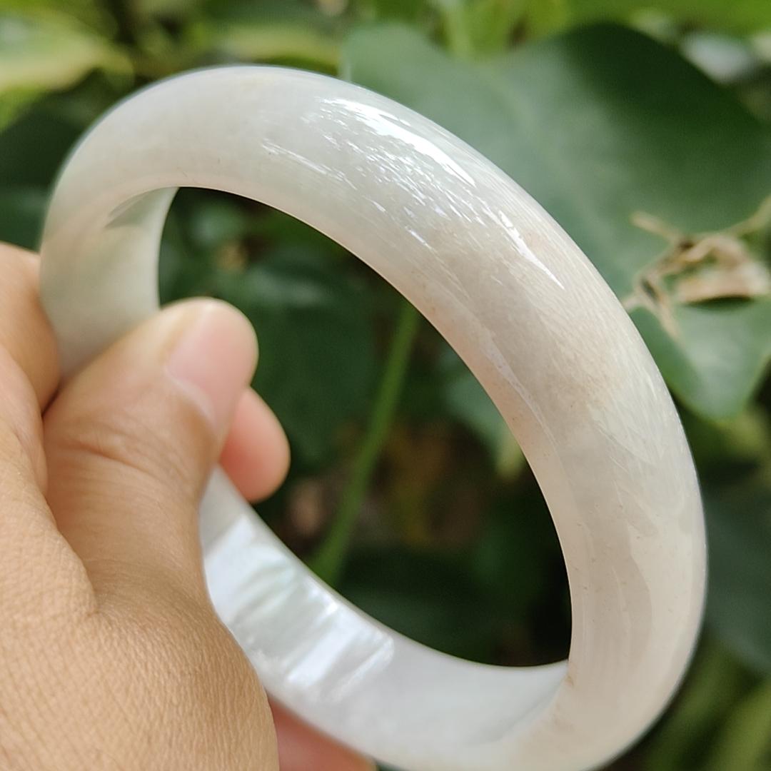 58.6 mm Light Green Light Lavender Hue Peace Bangle Bracelet Natural Type A Jadeite Jade certificate weighs 55.68 grams, Width: 13.8 mm Thickness: 7.7 mm (bangle27) Yi Pin Qian Jadeites Jade Jewelry ~Your Precious Quintessential ~ Singapore