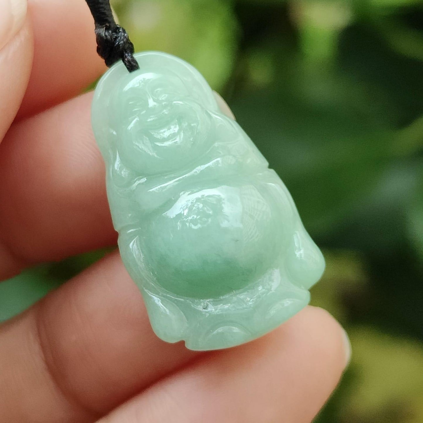 Natural Type A Jadeite Laughing Buddha Pendant 🌱🪨 | Office Feng Shui Essential for Decision-Makers (Sku: pendant443)