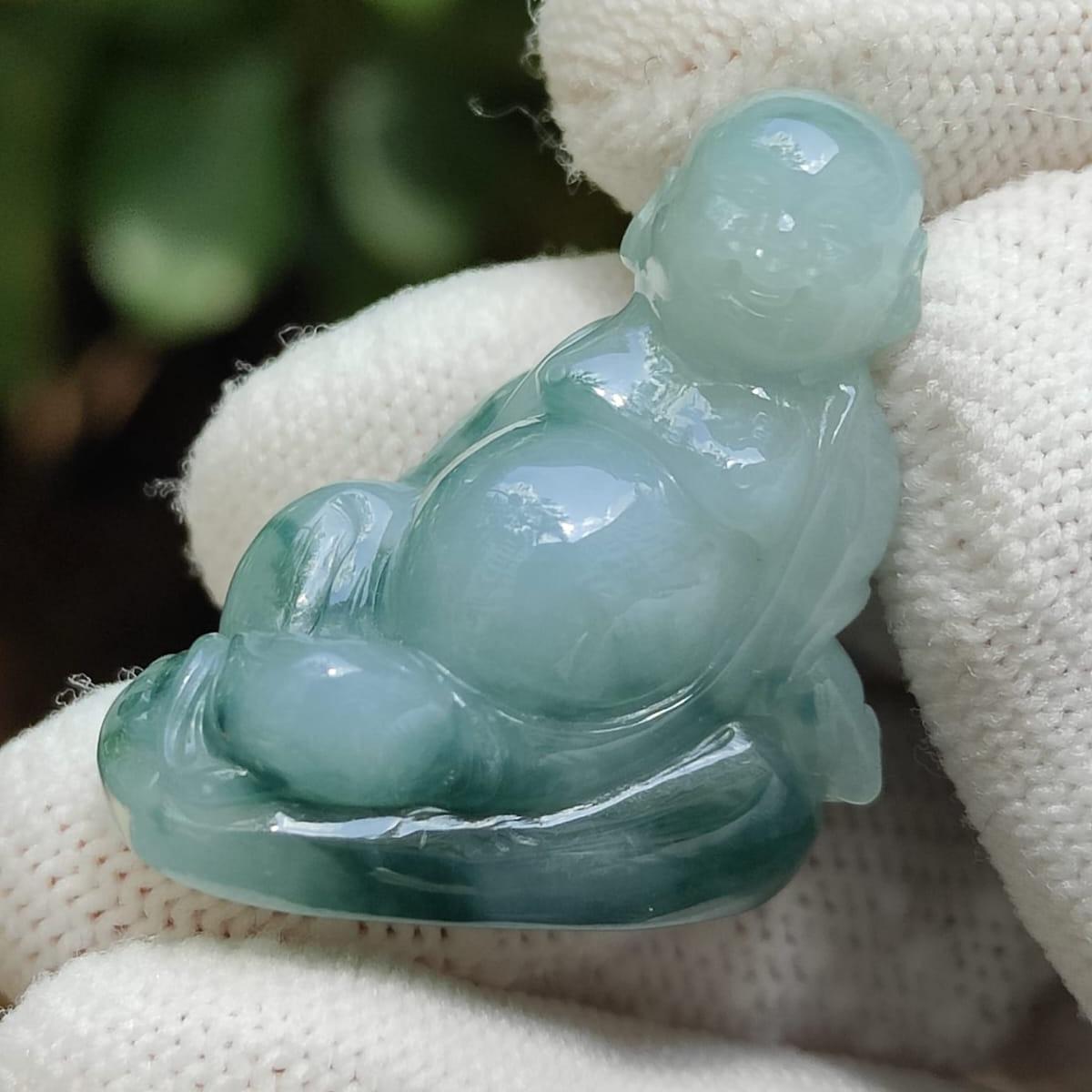Wood & Water Power Duo 🌱💧 Natural Type A Jadeite Buddha | Zi Wei Dou Shu Career Luck (Sku: pendant449)