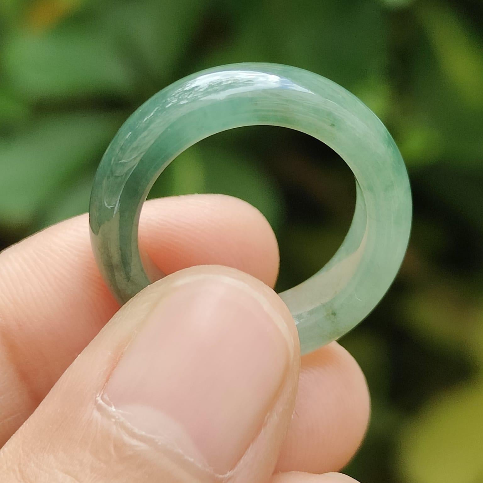 Wood Element Harmony Ring - Natural Type A Jadeite Jade Unisex Band (Sku: ring16) Yi Pin Qian Jadeites Jade Jewelry ~Your Precious Quintessential ~ Singapore