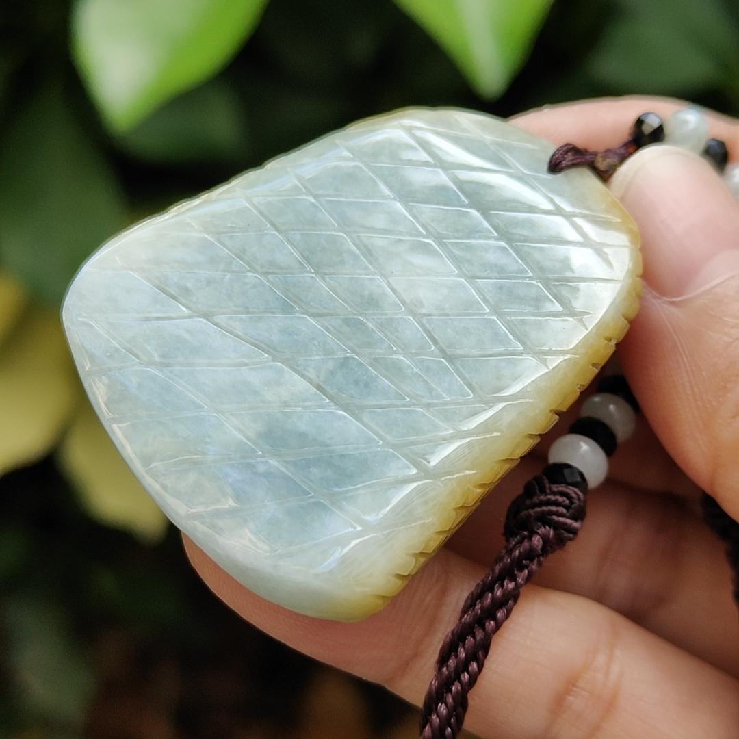 Crafted as Drips of dried millet (lots of rice) on Natural Type A Jadeite Jade as Pendant, certificate weighs 48.4 grams, measurement 46 * 40 * 15.8 mm (pendant 337) Yi Pin Qian Jadeites Jade Jewelry ~Your Precious Quintessential ~ Singapore