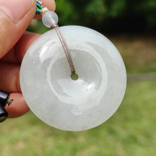 Limited Time Offer - Natural Type A Jadeite Jade Crafted as the shape of Donut as pendant with certificate weigh 24.58 grams, measurement 41.2 * 6.3 mm (pendant211) Yi Pin Qian