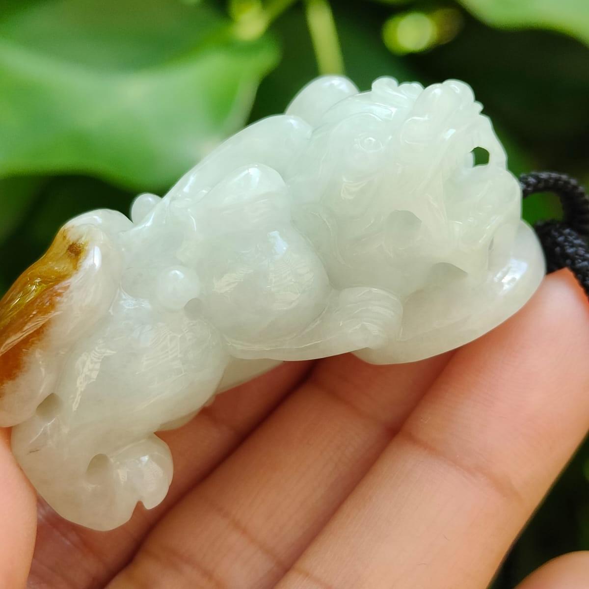 Pixiu Jadeite Carving – Wealth & Protection Symbol, Natural Type A (Certified 183318157 - SKU:pendant399) Yi Pin Qian Jadeites Jade Jewelry ~Your Precious Quintessential ~ Singapore