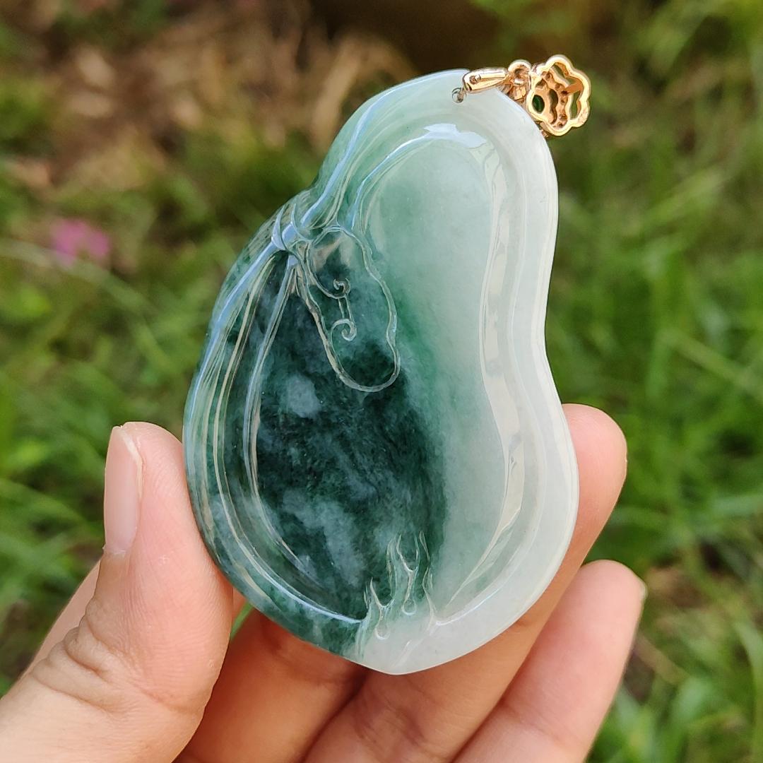 Very Rare Green Tiger Natural Type A Jadeite Pendant with certificate weight 32.24 grams, 62.70 * 41 * 7.60 mm, excellent for the tiger's lover collection for your daily wear (pendant113) Yi Pin Qian