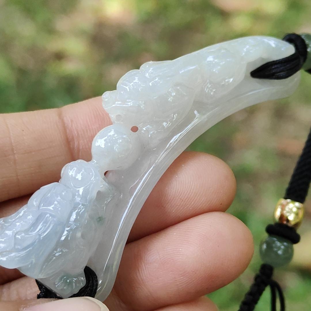 High Quality Wrist Bracelet Natural Type A Jadeite Jade crafted with Dragon and Pixiu as Bangle Bracelet, certificate weighs 25.73 grams, measurement 66.3 * 13.8 * 20 mm (bracelet26) Yi Pin Qian