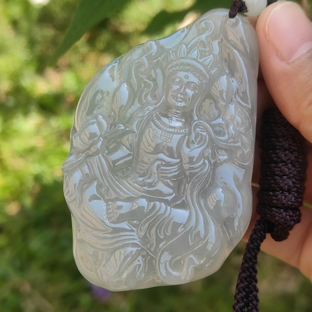 Rare Premium Quality Natural Type A Jadeite Jade crafted with Tara as a pendant with certificate weigh 46.31 grams, measurement 72.7 * 46.2 * 8.3 mm (pendant194) Yi Pin Qian