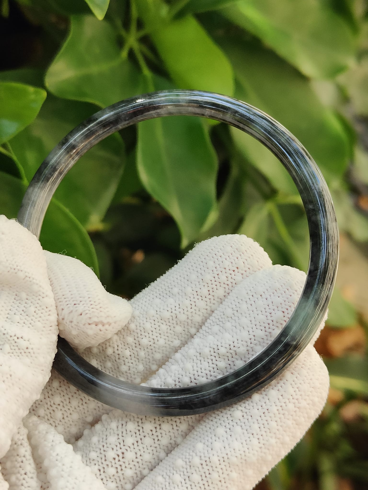 59mm Black Jadeite Bangle – Perfect Circle of Harmony & Strength (bangle30) Default Title Yi Pin Qian Jadeites Jade Jewelry ~Your Precious Quintessential ~ Singapore