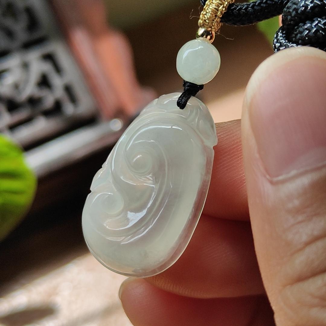 Crafted as Ruyi Pendant on Natural Type A Jadeite Jade certificate weighs 2.86 grams, measurement 24.6 * 15.1 * 4.3 mm (pendant376) Yi Pin Qian Jadeites Jade Jewelry ~Your Precious Quintessential ~ Singapore