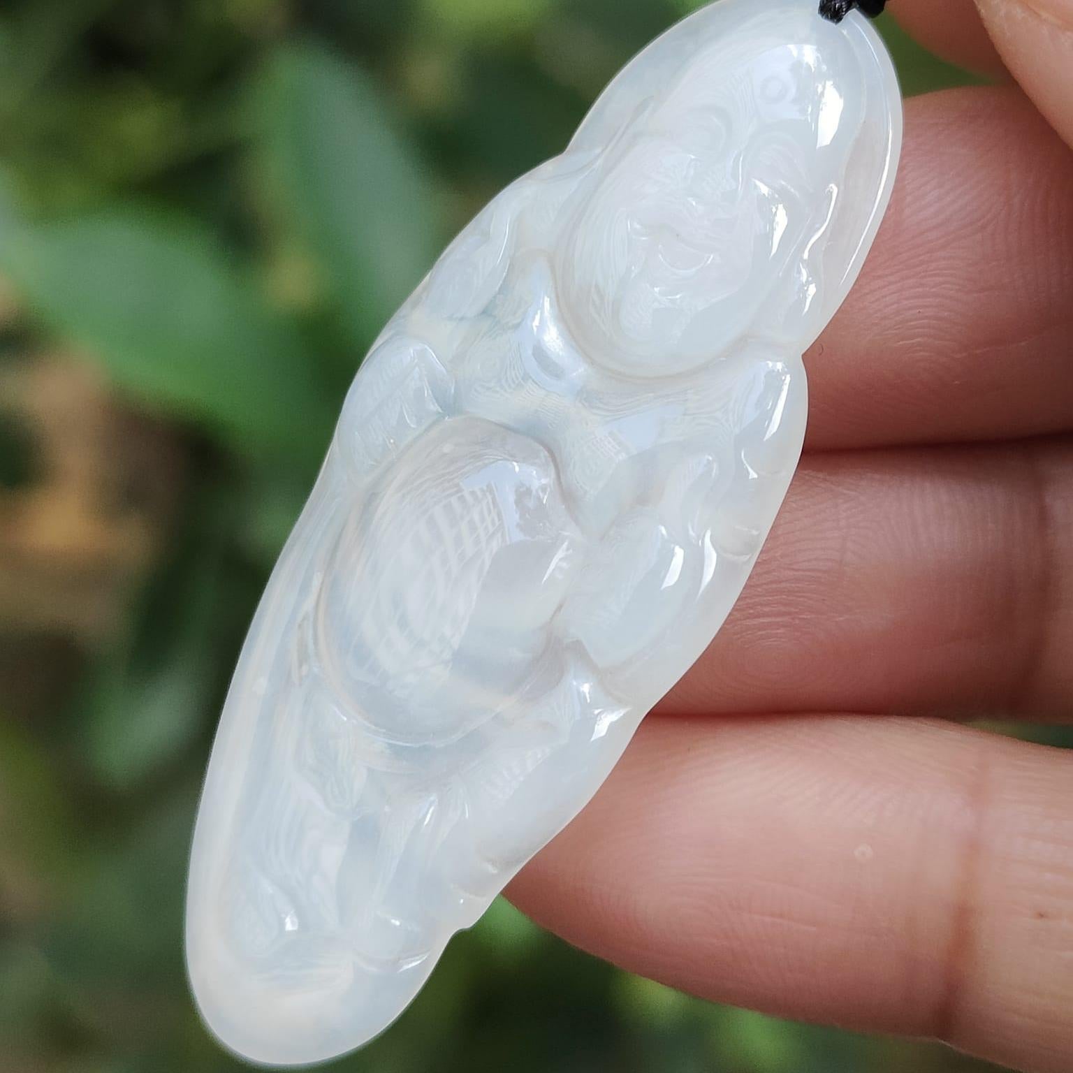 ❄️ Luminous Ice Buddha Pendant - Water's Clarity, Wood's Growth (Sku: pendant425) Yi Pin Qian Jadeites Jade Jewelry ~Your Precious Quintessential ~ Singapore
