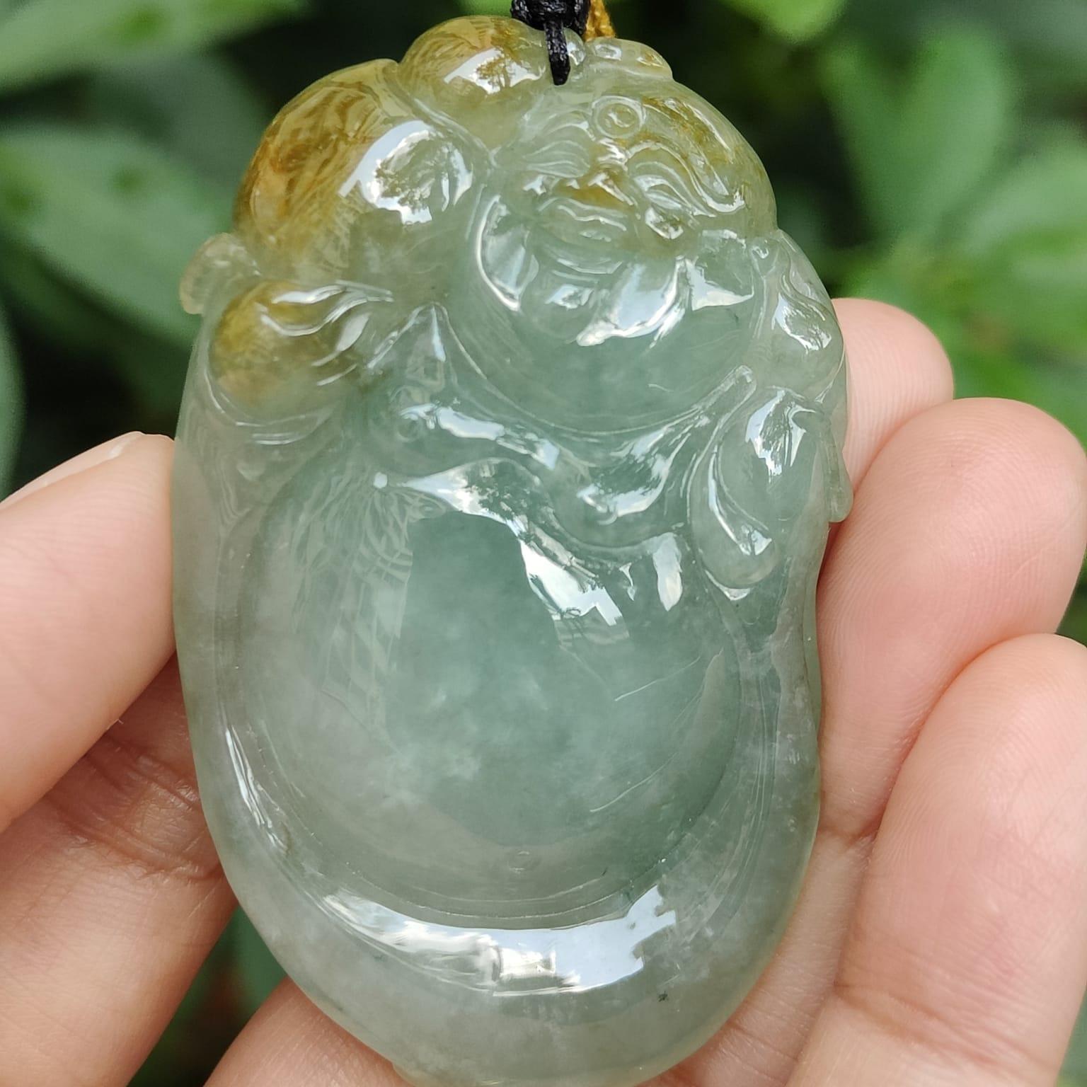 Latest Arrival crafted as Milo Buddha on High Quality Natural Type A Jadeite Jade as Pendant Necklace with certificate weighs 39.75 grams, measurement 59.6 * 36.8 * 10.8 (pendant325) Yi Pin Qian Jadeites Jade Jewelry ~Your Precious Quintessential ~ Singapore