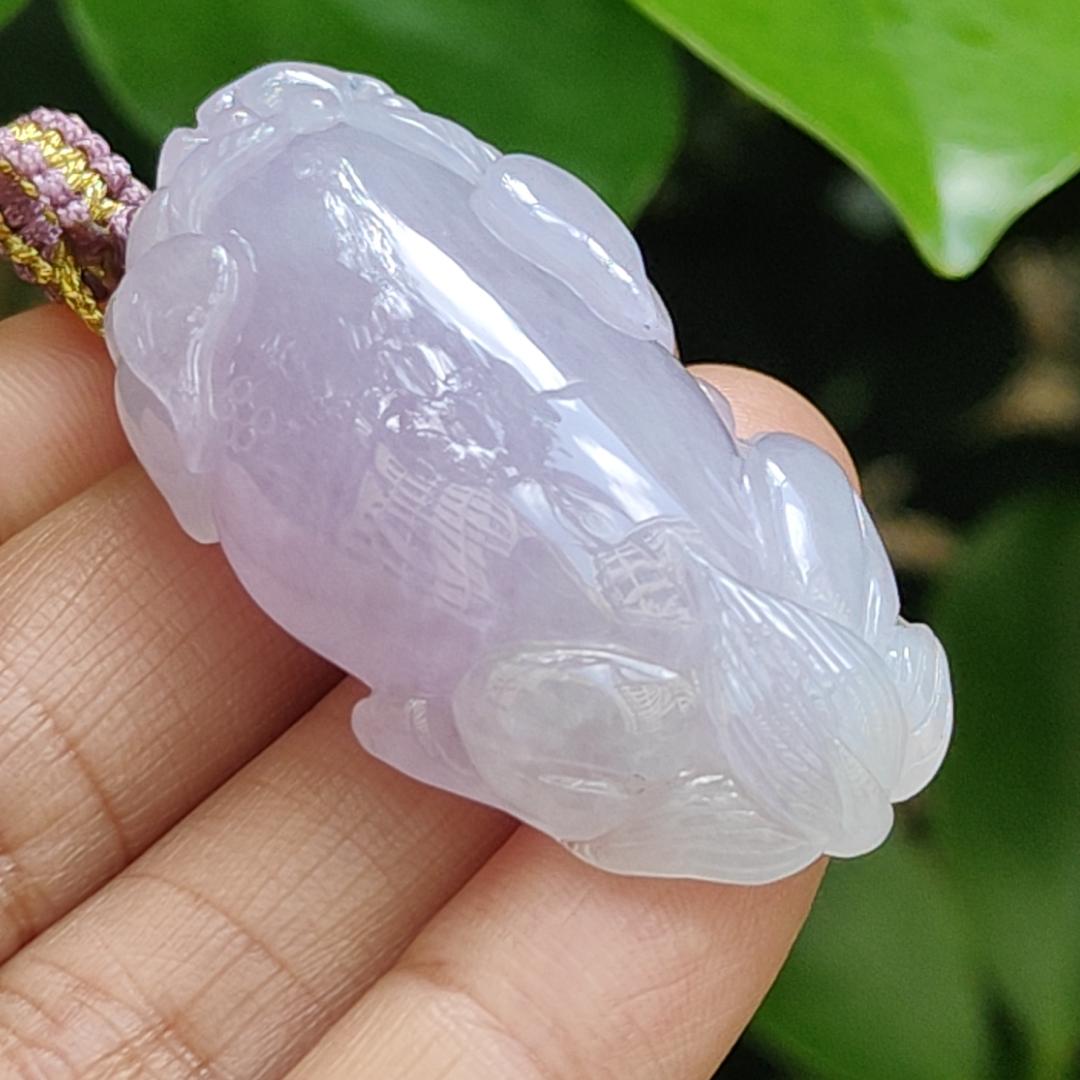 Premium Quality Lavender Pixiu Pendant Natural Type A Jadeite Jade certificate weighs 22.44 grams, measurement 44 * 23.6 * 12.70 mm (pendant389) Yi Pin Qian Jadeites Jade Jewelry ~Your Precious Quintessential ~ Singapore