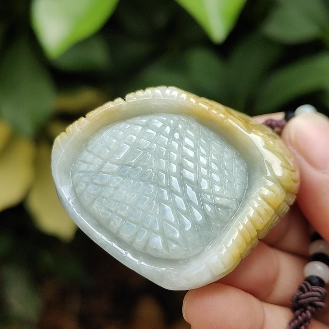 Crafted as Drips of dried millet (lots of rice) on Natural Type A Jadeite Jade as Pendant, certificate weighs 48.4 grams, measurement 46 * 40 * 15.8 mm (pendant 337) Yi Pin Qian Jadeites Jade Jewelry ~Your Precious Quintessential ~ Singapore