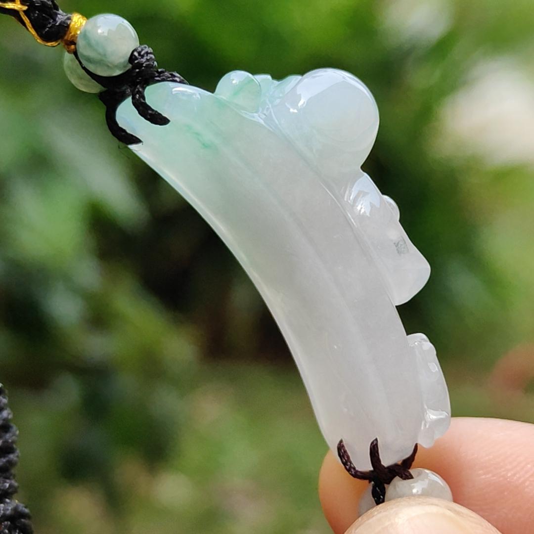 Light Green Natural Type A Jadeite Jade crafted with frog and Lotus as bracelet, certificate weigh 9.98 grams, measurement 33.9 * 14.1 * 12.3, (bracelet23) Yi Pin Qian