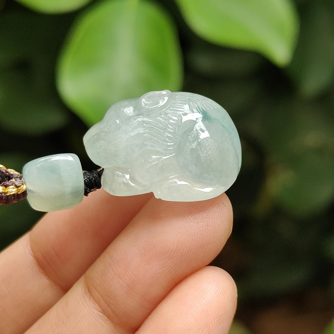 High Quality Light Green Hue with Green Patches Natural Type A Jadeite Jade crafted as Squirrel as Pendant, certificate weighs 11.1 grams, measurement 22.7 * 22.8 * 14 mm (pendant298) Yi Pin Qian Jadeites Jade Jewelry ~Your Precious Quintessential ~ Singapore