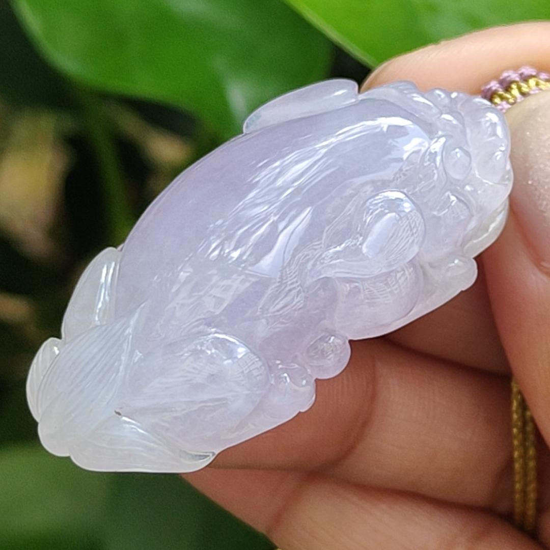 Premium Quality Lavender Pixiu Pendant Natural Type A Jadeite Jade certificate weighs 22.44 grams, measurement 44 * 23.6 * 12.70 mm (pendant389) Yi Pin Qian Jadeites Jade Jewelry ~Your Precious Quintessential ~ Singapore