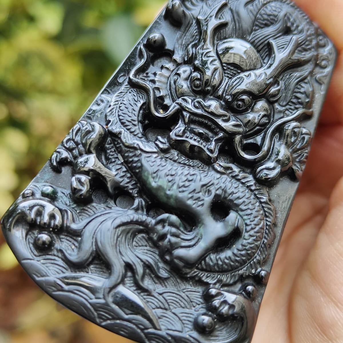 New Arrival Normal Black Dragon Natural Type A Jadeite Jade as pendant certificate weighs 28.6 grams, measurement 65 * 43 * 8 mm (pendant356) Yi Pin Qian Jadeites Jade Jewelry ~Your Precious Quintessential ~ Singapore