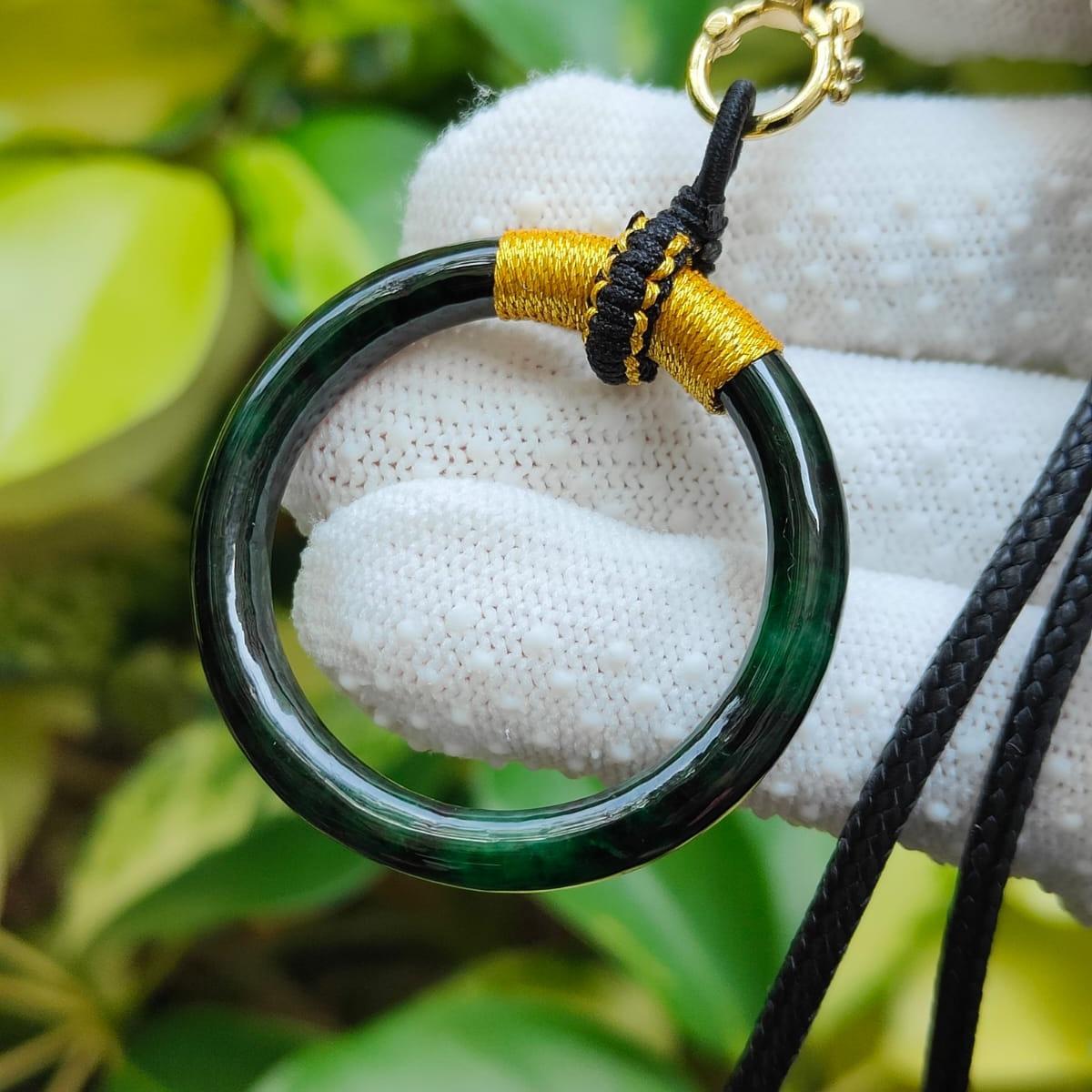 🌀 Rare Green Hoop Jadeite Pendant 🌱 | Zi Wei Dou Shu-Enhanced for Singapore’s Achievers (Sku: pendant451)