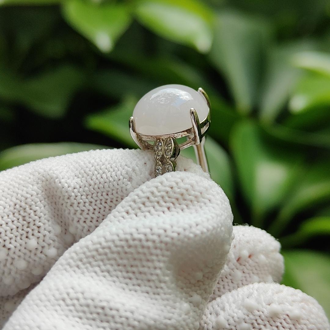 Good Translucent Cabochon Size 11.9 * 10.5 * 5.3 mm Light Lavender Natural Type A Jadeite Jade on S925 as adjustable Ring, weighs 3.13 grams (s925ring23) Yi Pin Qian Jadeites Jade Jewelry ~Your Precious Quintessential ~ Singapore