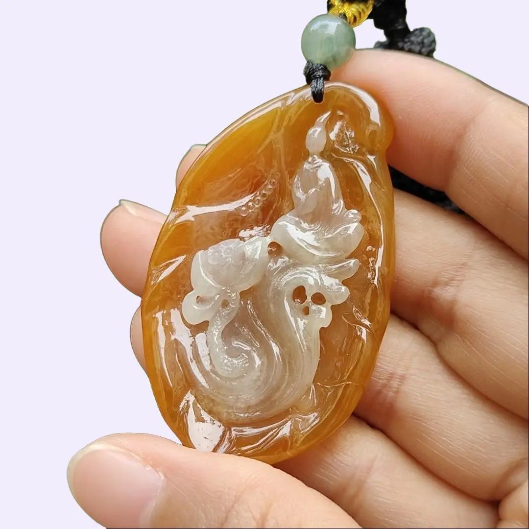 Crafted as The Enlightenment Pendant Rare Premium Natural Type A Jadeite Jade certificate weighs 15.96 grams, measurement 52.8 * 31.8 * 7 mm (pendant357) Yi Pin Qian Jadeites Jade Jewelry ~Your Precious Quintessential ~ Singapore