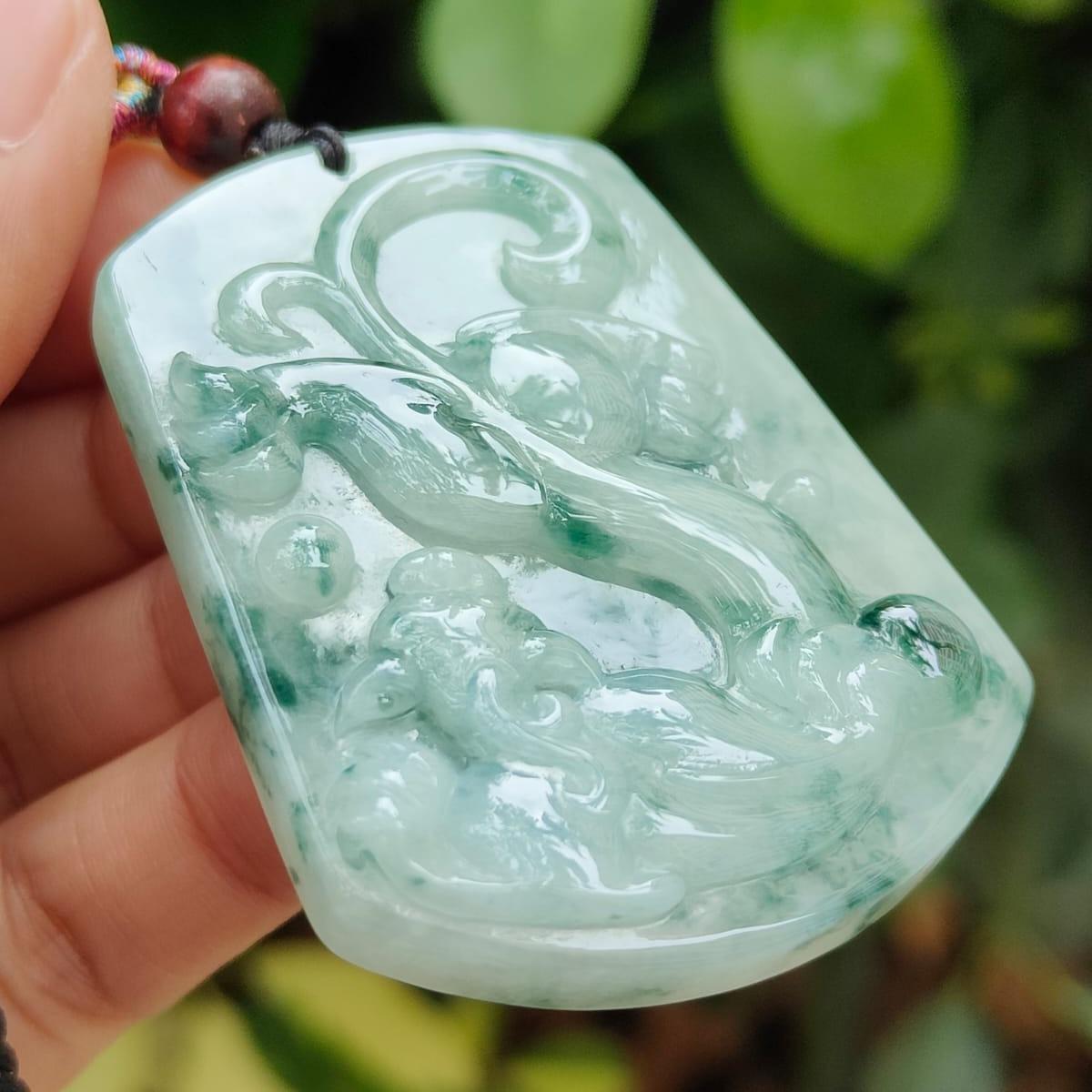 Hydraulic Sovereign Pixiu Talisman - Type A Natura Jadeite Pendant (Sku: pendant416) Yi Pin Qian Jadeites Jade Jewelry ~Your Precious Quintessential ~ Singapore